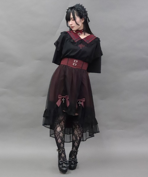 NIBBLE POISON(ニブルポイズン)の「ゴシックフィッシュテールSK(スカート・レディース・ワイン/ブラック・MEDIUM)」の1枚目の写真