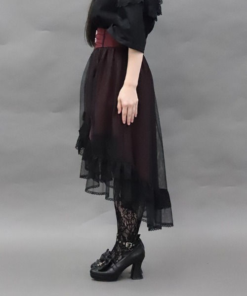 NIBBLE POISON(ニブルポイズン)の「ゴシックフィッシュテールSK(スカート・レディース・ワイン/ブラック・MEDIUM)」の4枚目の写真