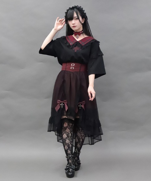 NIBBLE POISON(ニブルポイズン)の「ゴシックフィッシュテールSK(スカート・レディース・ワイン/ブラック・MEDIUM)」の8枚目の写真
