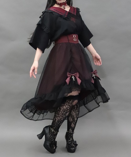NIBBLE POISON(ニブルポイズン)の「ゴシックフィッシュテールSK(スカート・レディース・ワイン/ブラック・MEDIUM)」の9枚目の写真