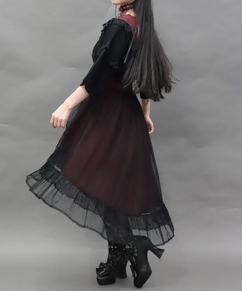NIBBLE POISON(ニブルポイズン)の「ゴシックフィッシュテールSK(スカート・レディース・ワイン/ブラック・MEDIUM)」の10枚目の写真
