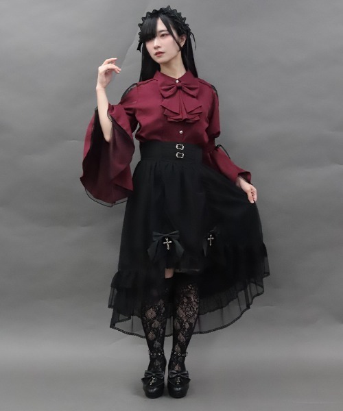 NIBBLE POISON(ニブルポイズン)の「ゴシックフィッシュテールSK(スカート・レディース・ワイン/ブラック・MEDIUM)」の3枚目の写真