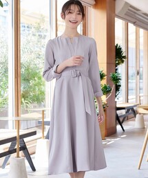 【大きいサイズ】【安めぐみさん着用】キーネックポケットワンピース