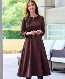 【大きいサイズ】【安めぐみさん着用】キーネックポケットワンピース
