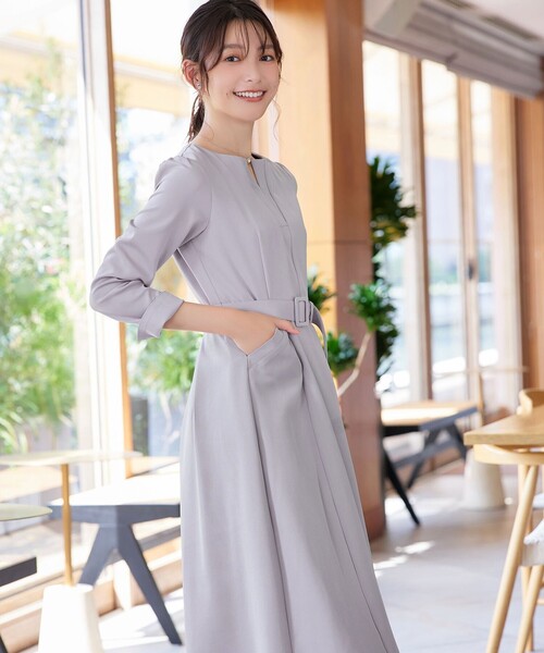 Tiaclasse(ティアクラッセ)の「【大きいサイズ】【安めぐみさん着用】キーネックポケットワンピース(ワンピース・レディース・ボルドー/パープル系/ネイビー・XL/XXL)」の18枚目の写真