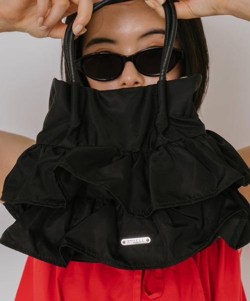 AIDELL(エイデル)の「ナイロンフリル2wayハンドバッグ(ショルダーバッグ・レディース・パープル/ホワイト/ブラック・FREE)」の3枚目の写真