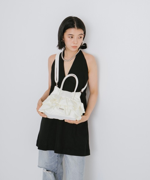 AIDELL(エイデル)の「ナイロンフリル2wayハンドバッグ(ショルダーバッグ・レディース・パープル/ホワイト/ブラック・FREE)」の13枚目の写真