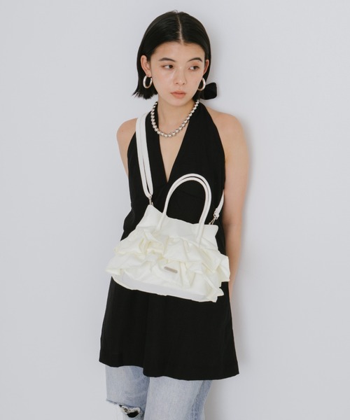 AIDELL(エイデル)の「ナイロンフリル2wayハンドバッグ(ショルダーバッグ・レディース・パープル/ホワイト/ブラック・FREE)」の15枚目の写真