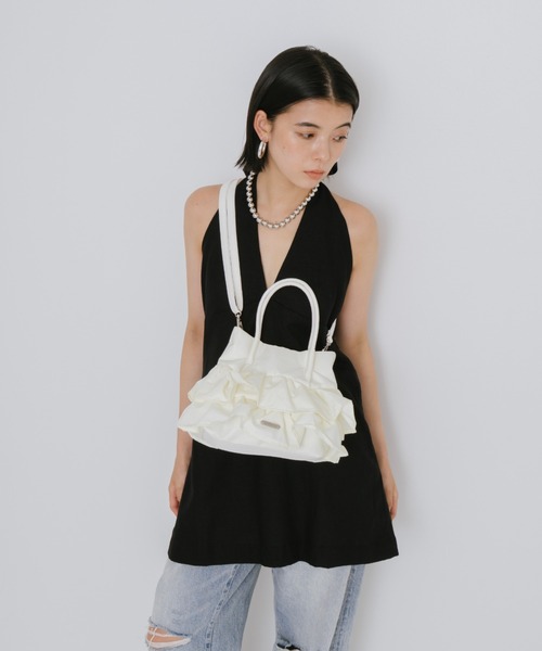 AIDELL(エイデル)の「ナイロンフリル2wayハンドバッグ(ショルダーバッグ・レディース・パープル/ホワイト/ブラック・FREE)」の16枚目の写真