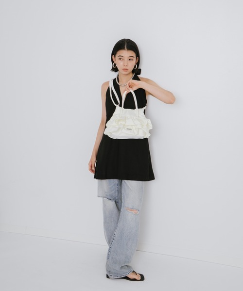 AIDELL(エイデル)の「ナイロンフリル2wayハンドバッグ(ショルダーバッグ・レディース・パープル/ホワイト/ブラック・FREE)」の17枚目の写真