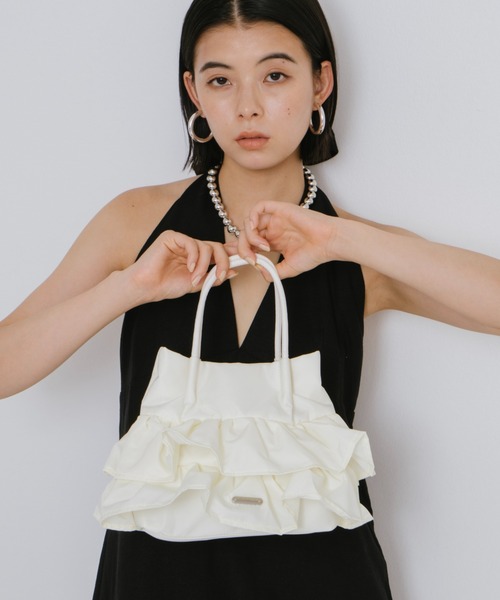 AIDELL(エイデル)の「ナイロンフリル2wayハンドバッグ(ショルダーバッグ・レディース・パープル/ホワイト/ブラック・FREE)」の20枚目の写真