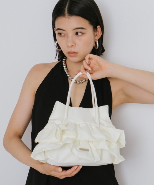 AIDELL(エイデル)の「ナイロンフリル2wayハンドバッグ(ショルダーバッグ・レディース・パープル/ホワイト/ブラック・FREE)」の12枚目の写真