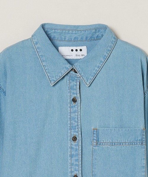 three dots(スリードッツ)の「デニム シャツ(シャツ/ブラウス・レディース・ブルー・SMALL)」の4枚目の写真