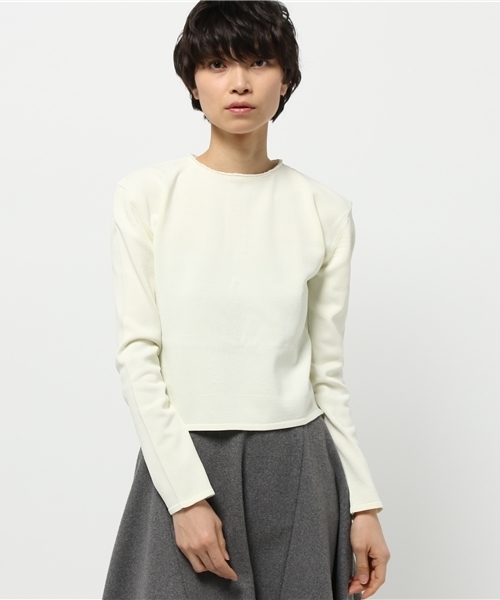 muller of yoshiokubo(ミュラーオブヨシオクボ)の「【muller of yoshiokubo】Sandy short knit(Tシャツ/カットソー・レディース・アイボリー/グレー・38)」の1枚目の写真