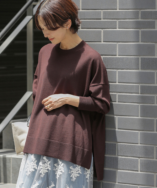 JOURNAL STANDARD relume(ジャーナルスタンダード レリューム)の「《追加 / 新色》BiellaYarnワイドクルーネックプルオーバー(ニット/セーター・レディース・ブラック/ブラウン/レッド/ブラウン系その他・FREE)」の1枚目の写真