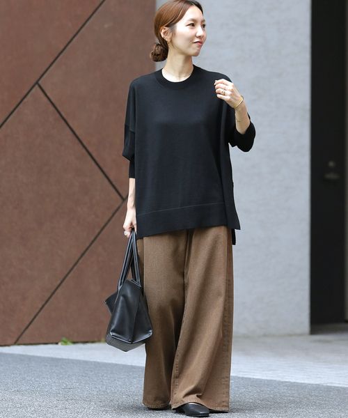 JOURNAL STANDARD relume(ジャーナルスタンダード レリューム)の「《追加 / 新色》BiellaYarnワイドクルーネックプルオーバー(ニット/セーター・レディース・ブラック/ブラウン/レッド/ブラウン系その他・FREE)」の5枚目の写真