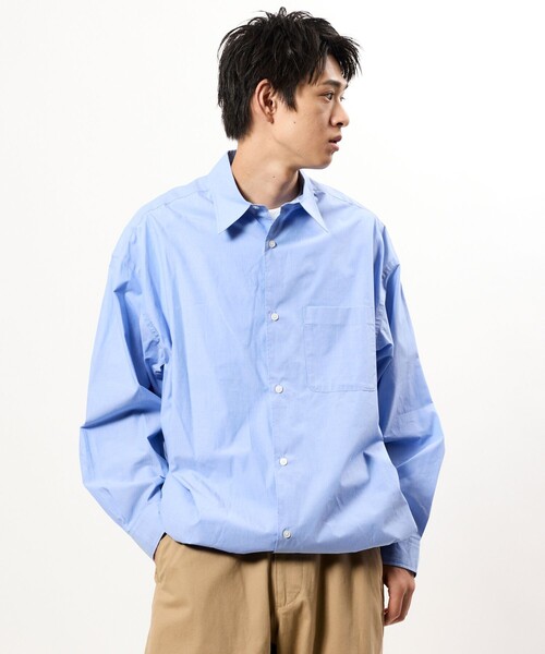 FREAK'S STORE(フリークスストア)の「限定展開 ワイドシルエット スピンドル レギュラーカラーシャツ / ヘムコード(シャツ/ブラウス・メンズ・ブラック系その他/チャコールグレー/ブラック/ホワイト/ブラウン系その他/ブルー系その他/サックスブルー/ベージュ・LARGE/MEDIUM/SMALL)」の22枚目の写真