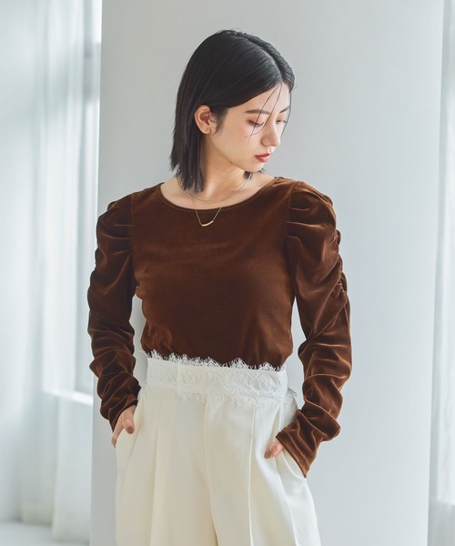 mysty woman(ミスティウーマン)の「パワショルアソートプルオーバー 1087978(Tシャツ/カットソー・レディース・ブラウン/ブラック/ホワイト系その他・FREE)」の1枚目の写真