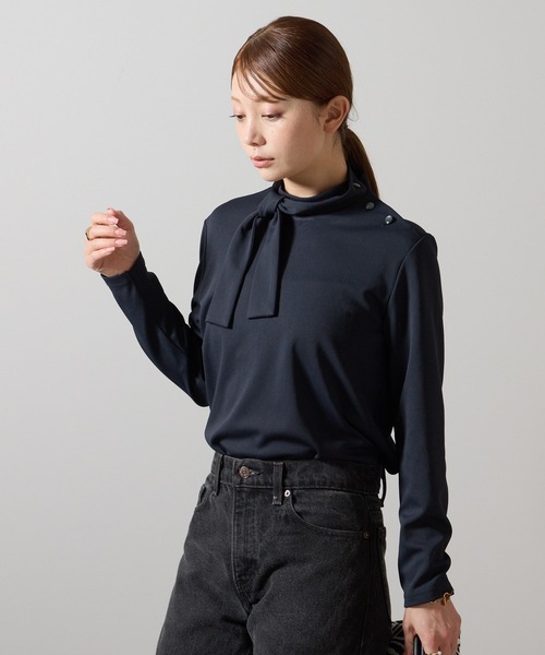 etre pret(エトレプレ)の「3WAYボウタイ長袖ブラウス(ビジネスシャツ・レディース・アイボリー/ネイビー・S/L/M/LL)」の21枚目の写真