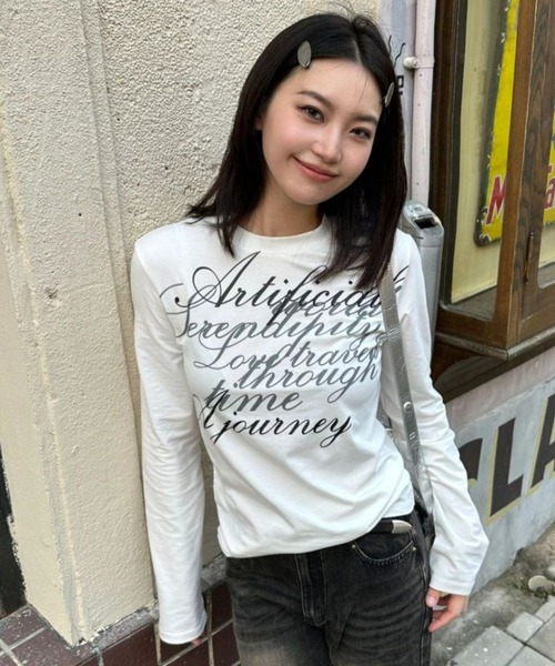 Vipoa（ヴィポア）の「Cursive ロゴT（Tシャツ/カットソー・レディース・ホワイト/ブラック・FREE）」の13枚目の写真