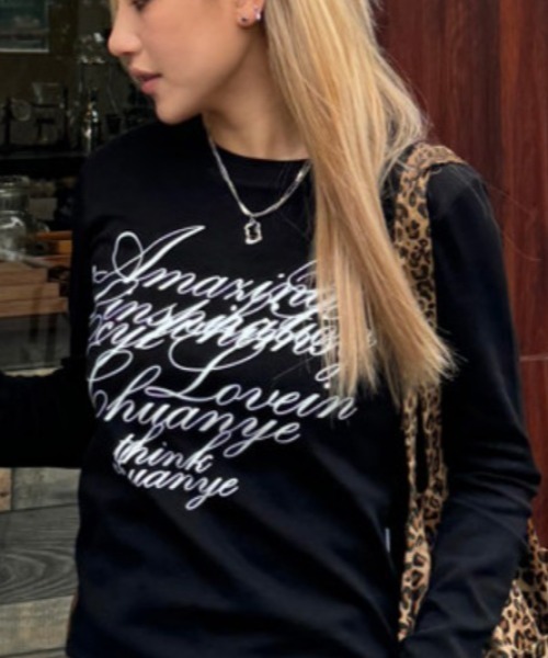 Vipoa（ヴィポア）の「Cursive ロゴT（Tシャツ/カットソー・レディース・ホワイト/ブラック・FREE）」の7枚目の写真