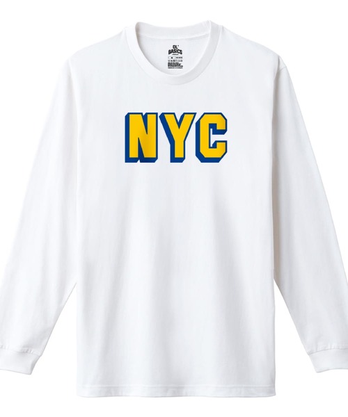 Ol' Basics(オールベーシックス)の「Ol' Basics(オール・ベーシックス) 長袖Tシャツ NYC ニューヨーク ロゴ プリント 袖リブ ロンT ロングTシャツ トップス カットソー メンズ ユニセックス(Tシャツ/カットソー・メンズ・グレー系1/ホワイト系1/ホワイト系2/グレー系2・XL/L/M)」の2枚目の写真