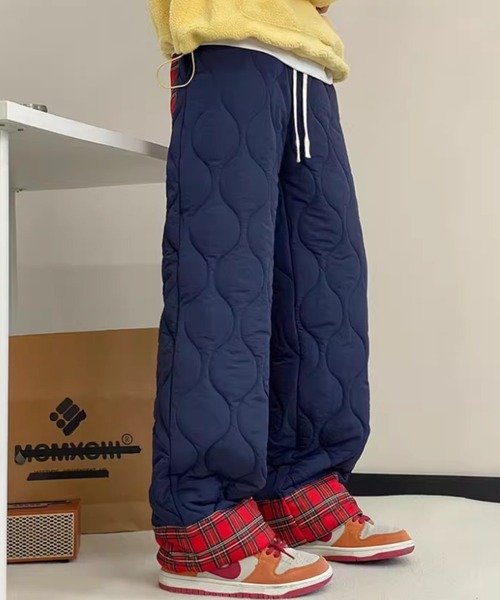 link lot（リンクロット）の「【26年秋冬新作アイテム】【ウエストゴム】【裏起毛】キルティングデザイン裾チェックイージーパンツ（その他パンツ・メンズ・ネイビー/アイボリー・M）」の12枚目の写真