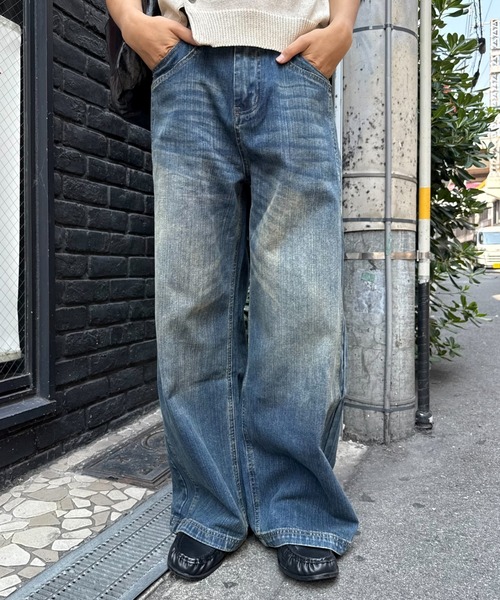 Chikashitsu +(チカシツプラス)の「【Chikashitsu +】oil wash semi flare denim pants / 【チカシツプラス】オイルウォッシュセミフレアデニムパンツ(デニムパンツ・メンズ・ブルー・L/M/S)」の22枚目の写真