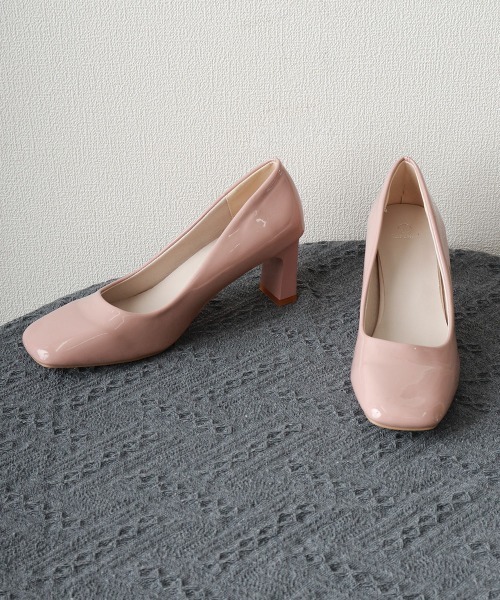 Miniministore(ミニミニストア)の「スクエアトゥ 太ヒールパンプス 美脚(パンプス・レディース・ブラック/オフホワイト/ピンクベージュ・23.0cm/22.5cm/25.0cm/24.5cm/24.0cm/23.5cm)」の14枚目の写真