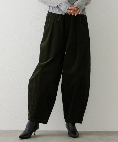 EDWIN（エドウィン）の「EDWIN LADIES ノンストレッチ コーデュロイ イージーサーカスワイドパンツ（その他パンツ・レディース・オリーブ/バーガンディー・MEDIUM/LARGE/SMALL/X-LARGE）」の4枚目の写真
