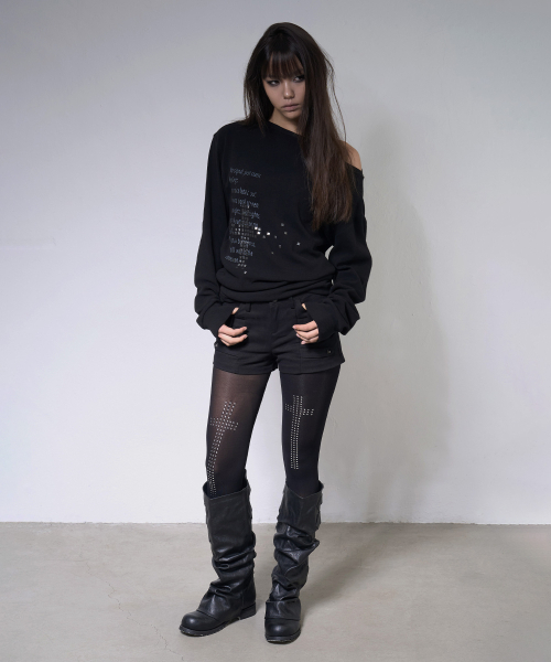 FANCY CLUB(ファンシークラブ)の「ピクセル クロスワンショルダースウェットシャツ (BLACK) F26ZB535(スウェット・レディース・その他・FREE)」の4枚目の写真