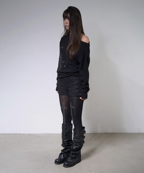 FANCY CLUB(ファンシークラブ)の「ピクセル クロスワンショルダースウェットシャツ (BLACK) F26ZB535(スウェット・レディース・その他・FREE)」の5枚目の写真