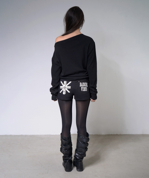 FANCY CLUB(ファンシークラブ)の「ピクセル クロスワンショルダースウェットシャツ (BLACK) F26ZB535(スウェット・レディース・その他・FREE)」の6枚目の写真