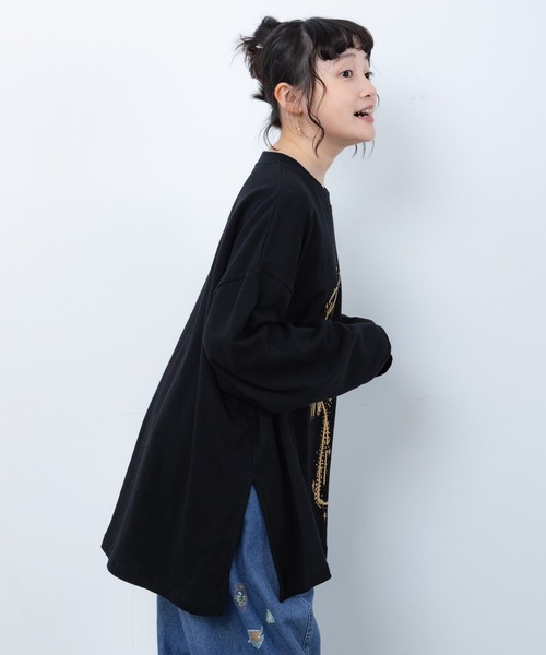 ScoLar Parity(スカラーパリティ)の「363115:ぷっくりおばけウサギ 箔プリントプルオーバー(Tシャツ/カットソー・レディース・ブラック/ブラウン/パープル・M)」の6枚目の写真