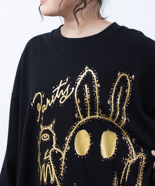 ScoLar Parity(スカラーパリティ)の「363115:ぷっくりおばけウサギ 箔プリントプルオーバー(Tシャツ/カットソー・レディース・ブラック/ブラウン/パープル・M)」の10枚目の写真