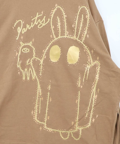 ScoLar Parity(スカラーパリティ)の「363115:ぷっくりおばけウサギ 箔プリントプルオーバー(Tシャツ/カットソー・レディース・ブラック/ブラウン/パープル・M)」の15枚目の写真