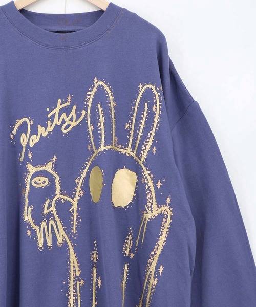 ScoLar Parity(スカラーパリティ)の「363115:ぷっくりおばけウサギ 箔プリントプルオーバー(Tシャツ/カットソー・レディース・ブラック/ブラウン/パープル・M)」の18枚目の写真