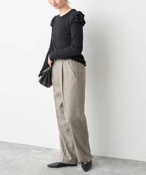 Spick & Span(スピックアンドスパン)の「《WEB限定 / 追加2》アルパカ混フリルニット(ニット/セーター・レディース・グレー/ブラック・FREE)」の9枚目の写真