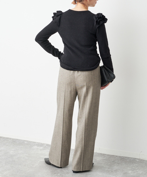 Spick & Span(スピックアンドスパン)の「《WEB限定 / 追加2》アルパカ混フリルニット(ニット/セーター・レディース・グレー/ブラック・FREE)」の10枚目の写真