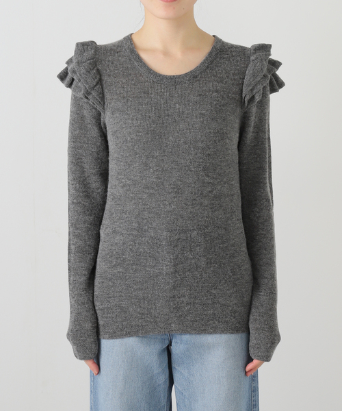 Spick & Span(スピックアンドスパン)の「《WEB限定 / 追加2》アルパカ混フリルニット(ニット/セーター・レディース・グレー/ブラック・FREE)」の17枚目の写真