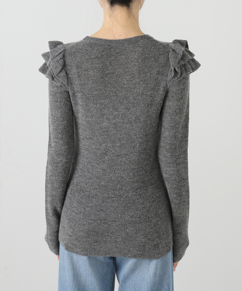 Spick & Span(スピックアンドスパン)の「《WEB限定 / 追加2》アルパカ混フリルニット(ニット/セーター・レディース・グレー/ブラック・FREE)」の19枚目の写真