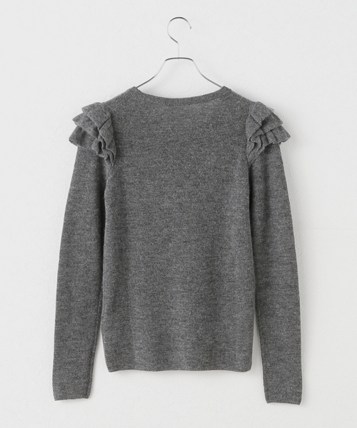 Spick & Span(スピックアンドスパン)の「《WEB限定 / 追加2》アルパカ混フリルニット(ニット/セーター・レディース・グレー/ブラック・FREE)」の21枚目の写真