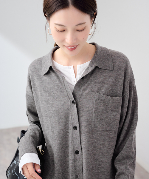 FRAMeWORK(フレームワーク)の「CASH TOUCH POLOSHIRT(ニット/セーター・レディース・ラベンダー/レッド/グレー/キャメル・FREE)」の1枚目の写真