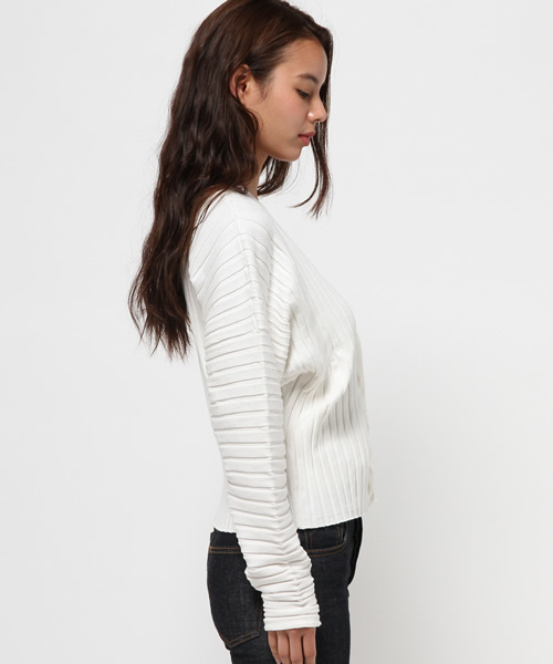 MOUSSY（マウジー）の「WIDE RIB CARDIGAN（カーディガン/ボレロ・レディース・トップグレー/オフホワイト/ベージュ・FREE）」の5枚目の写真