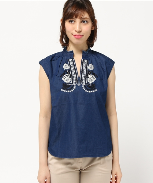 NE QUITTEZ PAS!(ヌキテパ)の「ne Quittez pas 刺繍ブラウス LC6299(シャツ/ブラウス・レディース・ネイビー・M)」の2枚目の写真