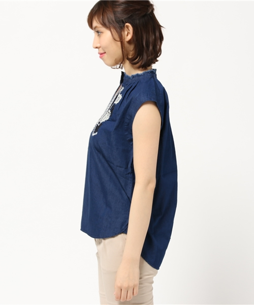 NE QUITTEZ PAS!(ヌキテパ)の「ne Quittez pas 刺繍ブラウス LC6299(シャツ/ブラウス・レディース・ネイビー・M)」の3枚目の写真