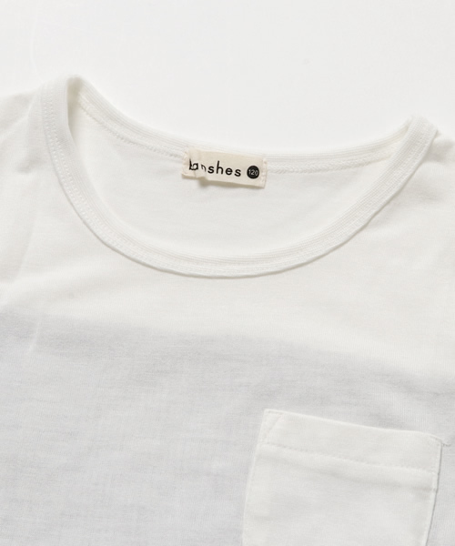 BRANSHES(ブランシェス)の「ストライプ切替7分袖Tシャツ(Tシャツ/カットソー・キッズ・オフホワイト/チャコールグレー・130cm/120cm/140cm/150cm/100cm/90cm/80cm/110cm)」の4枚目の写真