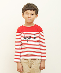 Design Tshirts Store graniph | ヨークスウィッチドボーダーキッズロングスリーブTシャツ/アバケスクッガシャドー(Tシャツ/カットソー)