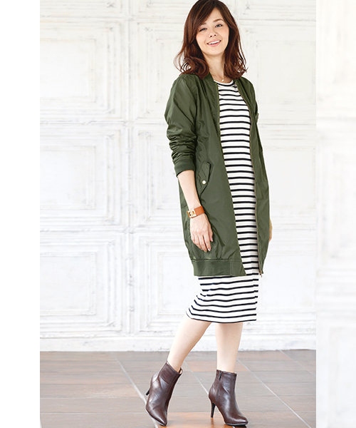 Pierrot(ピエロ)の「MA-1 ロング丈ブルゾン(MA-1・レディース・ブラック/カーキ・M/L)」の13枚目の写真