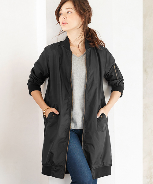 Pierrot(ピエロ)の「MA-1 ロング丈ブルゾン(MA-1・レディース・ブラック/カーキ・M/L)」の17枚目の写真